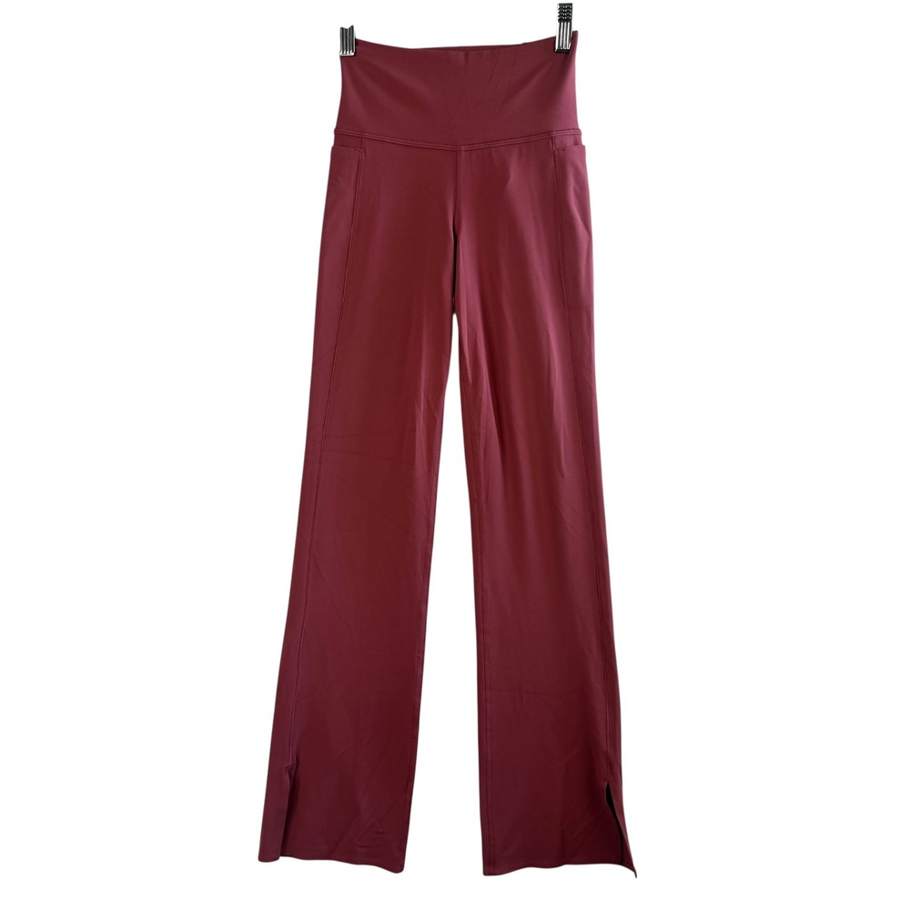 Athleta Transcend Stash Crop Straight Leg Pants‎ XS Womens Berry Rose Mauve Pink